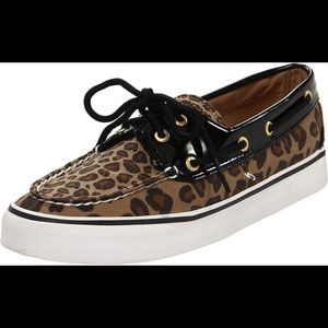 Sperry Women’s Leopard/Black Boat Shoe Size 8 1/2